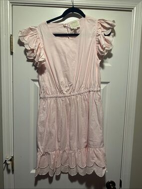 Sail to Sable Soft Pink Ruffle Sleeve Cotton Dress